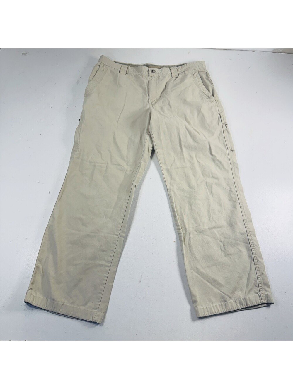 Columbia Mens Khaki Cotton Canvas Utility Work Pants 38x30 Tan Beige